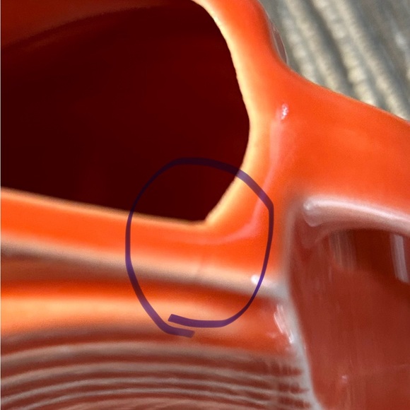 Fiesta creamer pitcher persimmon orange color. Vintage. No cracks. Mini disc. - Picture 9 of 9